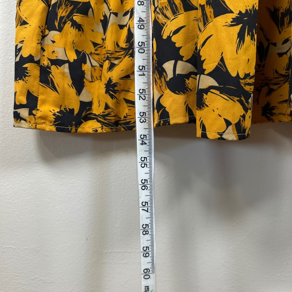 LUUKSE Women's XL Maxi Dress Mustard Yellow Floral Tiered Boho Tassel NEW - Picture 3 of 9
